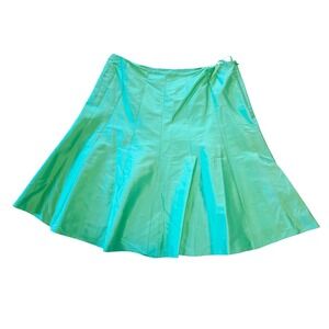 Lauren Ralph Lauren 16 Silk Blend Midi Skirt A-Line Pleated‎ Mint Green NWT $139